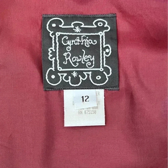 Vintage 90s Cynthia Rowley Brown Houndstooth Two Piece Dress Coat Suit Size 12 L - Picture 15 of 16